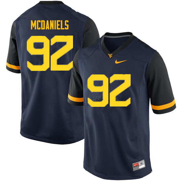 NCAA Men's Dalton McDaniels West Virginia Mountaineers Navy #92 Nike Stitched Football College Authentic Jersey CW23D55MQ